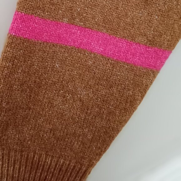 'CATO' Mock Turtleneck LS Sweater Size XL Tan with horizontal Pink stripe NWOT - Picture 11 of 11